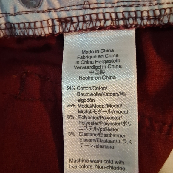 J.Crew 9” High Rise Toothpick Velvet Corduroy Pants Size 26 Burgundy Red - Picture 7 of 7